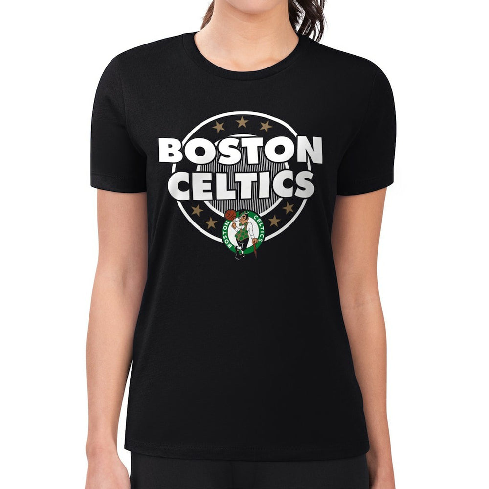 NBA - Boston Celtics G-III 4Her by Carl Banks Women's Super-Slim Lightweight Pinstripe Circle Graphic T-Shirt - Black