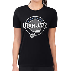 NBA - Utah Jazz G-III 4Her by Carl Banks Women's Super-Slim Lightweight Pinstripe Circle Graphic T-Shirt - Black