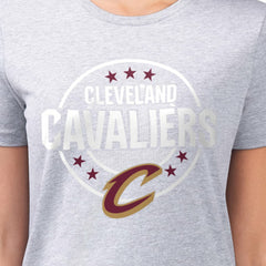 NBA - Cleveland Cavaliers G-III 4Her by Carl Banks Women's Super-Slim Lightweight Pinstripe Circle Graphic T-Shirt - Gray