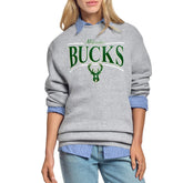 NBA - Milwaukee Bucks Starter Women's Arch Stripe Fleece Crewneck Sweatshirt - Gray