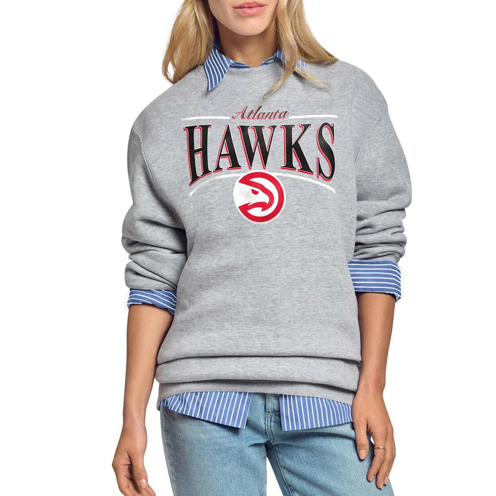 NBA - Atlanta Hawks Starter Women's Arch Stripe Fleece Crewneck Sweatshirt - Gray