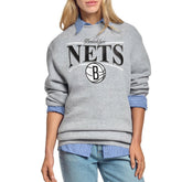 NBA - Brooklyn Nets Starter Women's Arch Stripe Fleece Crewneck Sweatshirt - Gray