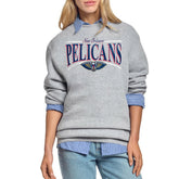 NBA - New Orleans Pelicans Starter Women's Arch Stripe Fleece Crewneck Sweatshirt - Gray