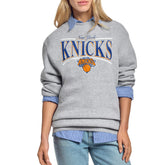 NBA - New York Knicks Starter Women's Arch Stripe Fleece Crewneck Sweatshirt - Gray