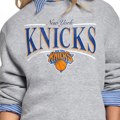 NBA - New York Knicks Starter Women's Arch Stripe Fleece Crewneck Sweatshirt - Gray