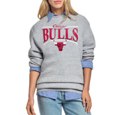 NBA - Chicago Bulls Starter Women's Arch Stripe Fleece Crewneck Sweatshirt - Gray