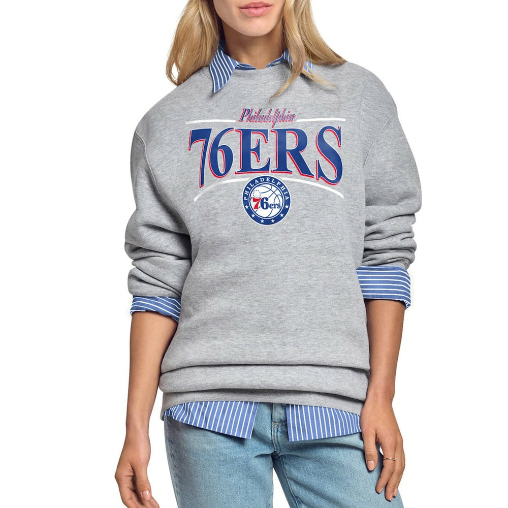 NBA - Philadelphia 76ers Starter Women's Arch Stripe Fleece Crewneck Sweatshirt - Gray