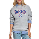 NBA - Philadelphia 76ers Starter Women's Arch Stripe Fleece Crewneck Sweatshirt - Gray