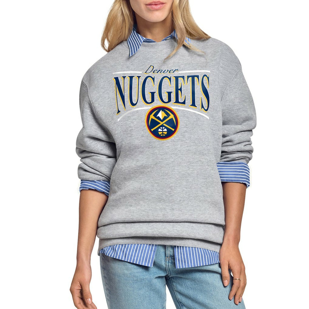 NBA - Denver Nuggets Starter Women's Arch Stripe Fleece Crewneck Sweatshirt - Gray