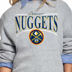 NBA - Denver Nuggets Starter Women's Arch Stripe Fleece Crewneck Sweatshirt - Gray