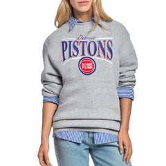 NBA - Detroit Pistons Starter Women's Arch Stripe Fleece Crewneck Sweatshirt - Gray