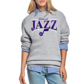 NBA - Utah Jazz Starter Women's Arch Stripe Fleece Crewneck Sweatshirt - Gray