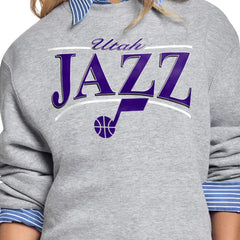 NBA - Utah Jazz Starter Women's Arch Stripe Fleece Crewneck Sweatshirt - Gray