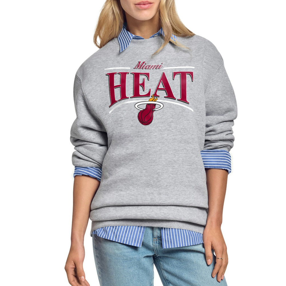 NBA - Miami Heat Starter Women's Arch Stripe Fleece Crewneck Sweatshirt - Gray