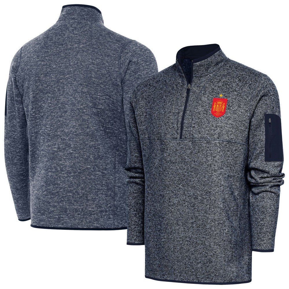 Spain National Team Antigua Elevate Quarter-Zip Pullover - Heather Navy