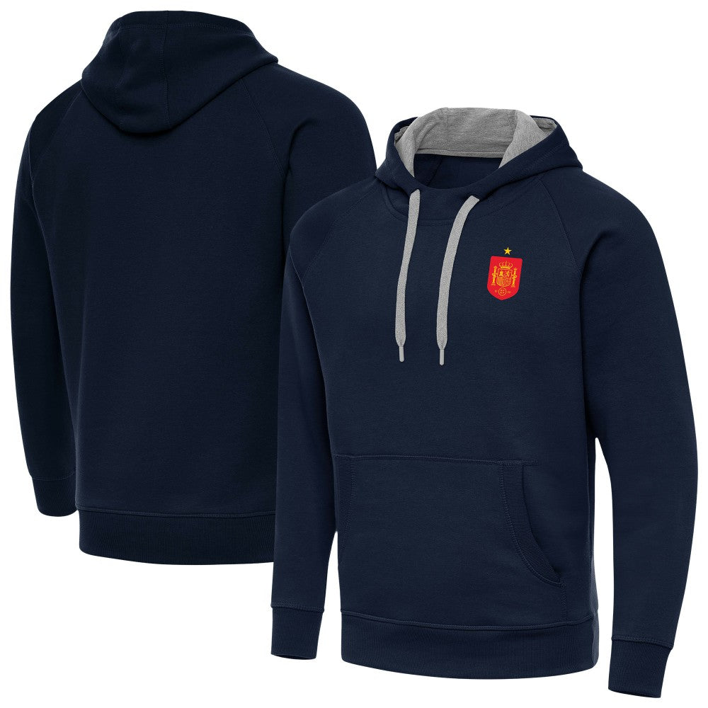 Spain National Team Antigua Takeover Fleece Raglan Hoodie - Navy