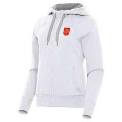 Spain National Team Antigua Women's Takeover Fleece Raglan Full-Zip Hoodie - White