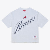 Atlanta Braves Mitchell & Ness Women's Script Cropped Boxy T-Shirt Lifestyle