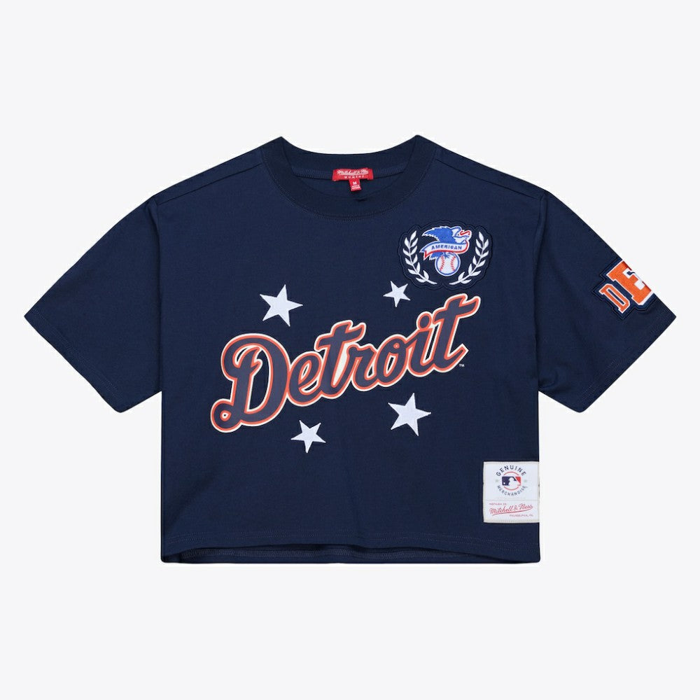 Detroit Tigers Mitchell & Ness Women's Pep Rally Cropped Boxy T-Shirt On Sale
