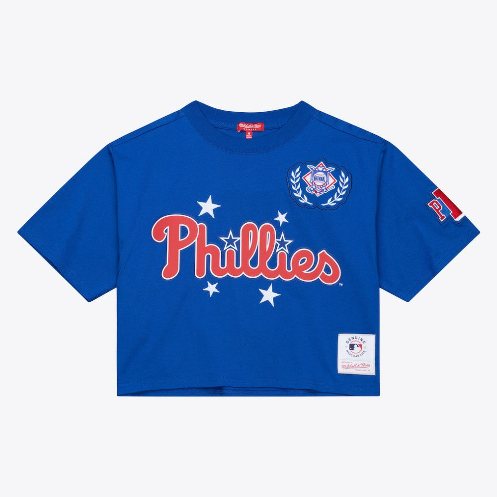 Philadelphia Phillies Mitchell & Ness Women's Pep Rally Cropped Boxy T-Shirt Clearance