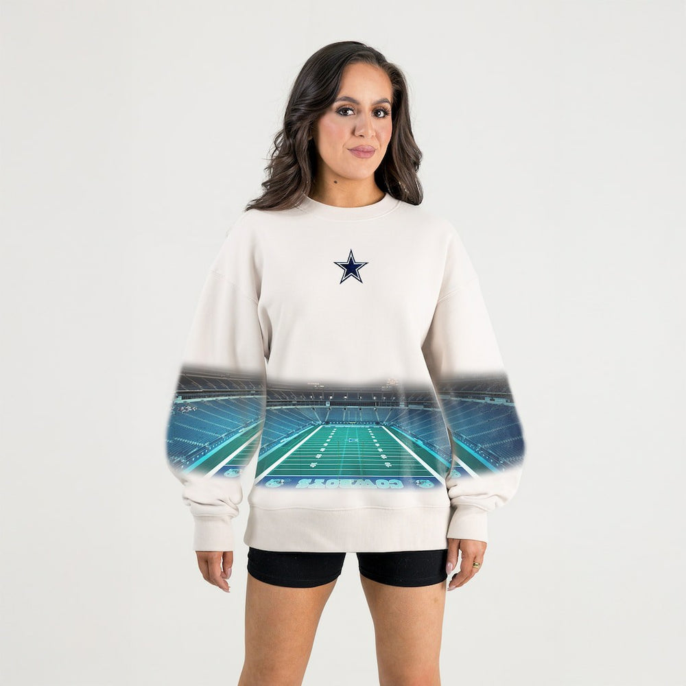 Dallas Cowboys Gameday Couture Women's Power Move Stadium Premium Drop Shoulder Sweatshirt Natural - NFL