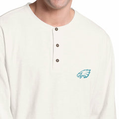 Philadelphia Eagles Margaritaville Island Reserve Long Sleeve Slub Henley Shirt White/Light Blue - NFL