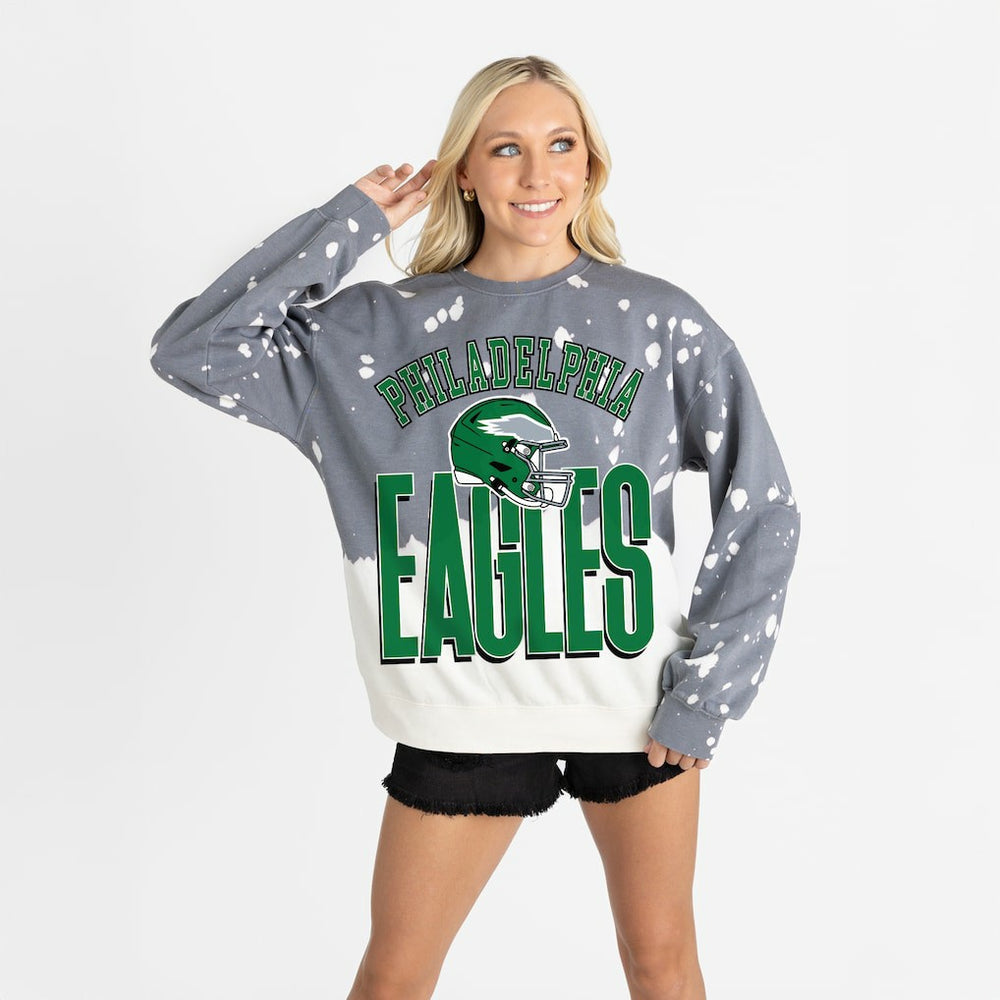Philadelphia Eagles Gameday Couture Women's Arch Rivals Faded Wash Sweatshirt Gray - NFL