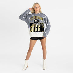 Pittsburgh Steelers Gameday Couture Women's Arch Rivals Faded Wash Sweatshirt Gray - NFL