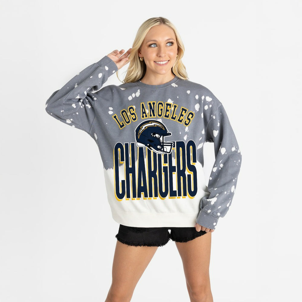 Los Angeles Chargers Gameday Couture Women's Arch Rivals Faded Wash Sweatshirt Gray - NFL