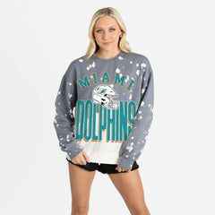 Miami Dolphins Gameday Couture Women's Arch Rivals Faded Wash Sweatshirt Gray - NFL