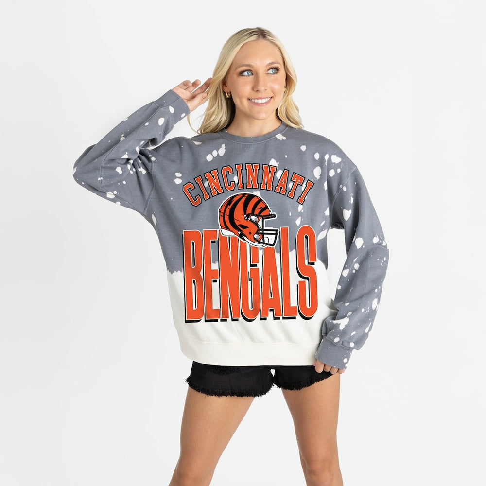 Cincinnati Bengals Gameday Couture Women's Arch Rivals Faded Wash Sweatshirt Gray - NFL