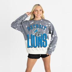 Detroit Lions Gameday Couture Women's Arch Rivals Faded Wash Sweatshirt Gray - NFL