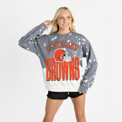 Cleveland Browns Gameday Couture Women's Arch Rivals Faded Wash Sweatshirt Gray - NFL