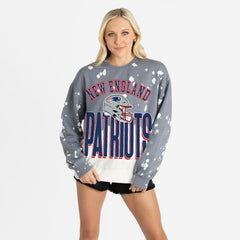 New England Patriots Gameday Couture Women's Arch Rivals Faded Wash Sweatshirt Gray - NFL