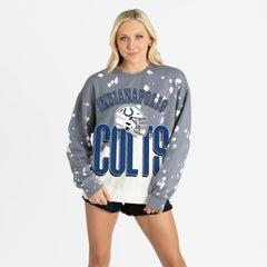 Indianapolis Colts Gameday Couture Women's Arch Rivals Faded Wash Sweatshirt Gray - NFL