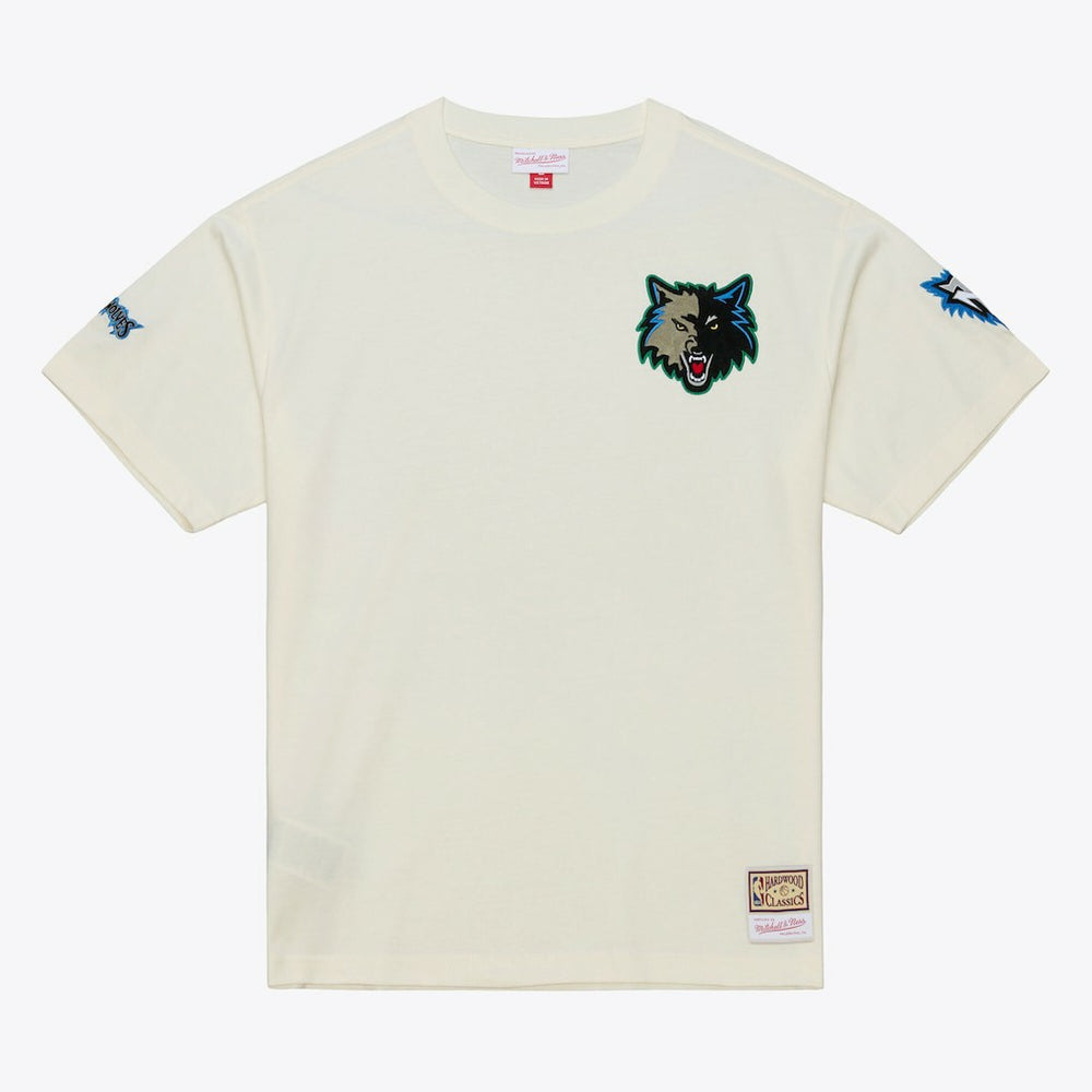 Mitchell & Ness - Minnesota Timberwolves Hardwood Classics Chainstitch Premium T-Shirt - Cream