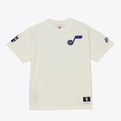 Mitchell & Ness - Utah Jazz Hardwood Classics Chainstitch Premium T-Shirt - Cream