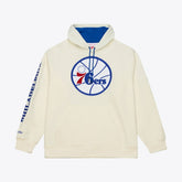 Mitchell & Ness - Philadelphia 76ers Hardwood Classics Chainstitch Premium Fleece Hoodie - Cream