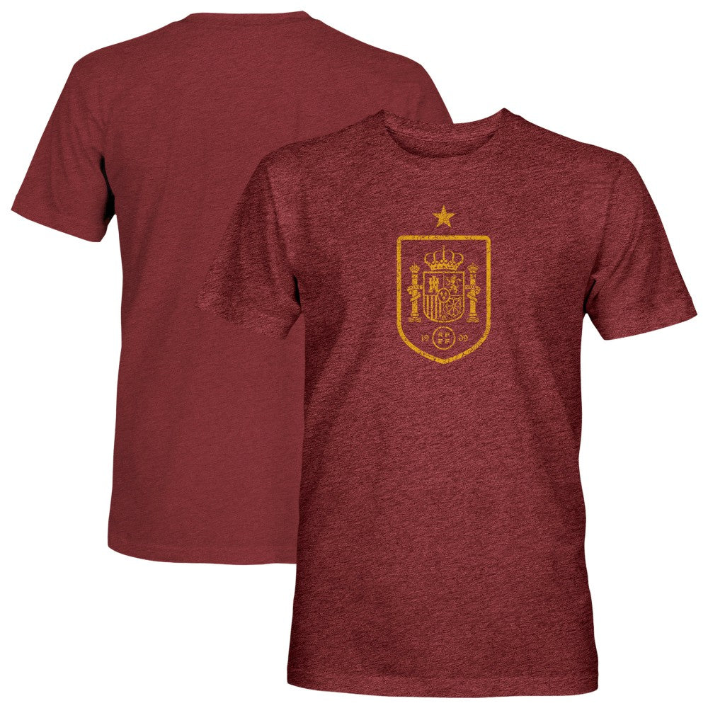 Spain National Team 1863FC Mono Badge Vintage Tri-Blend T-Shirts - Maroon