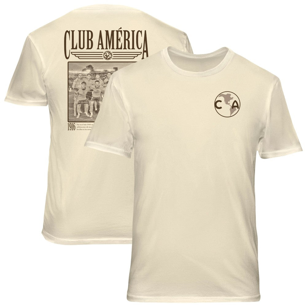 Club America 1863FC Vintage Soft Wash T-Shirts - Cream