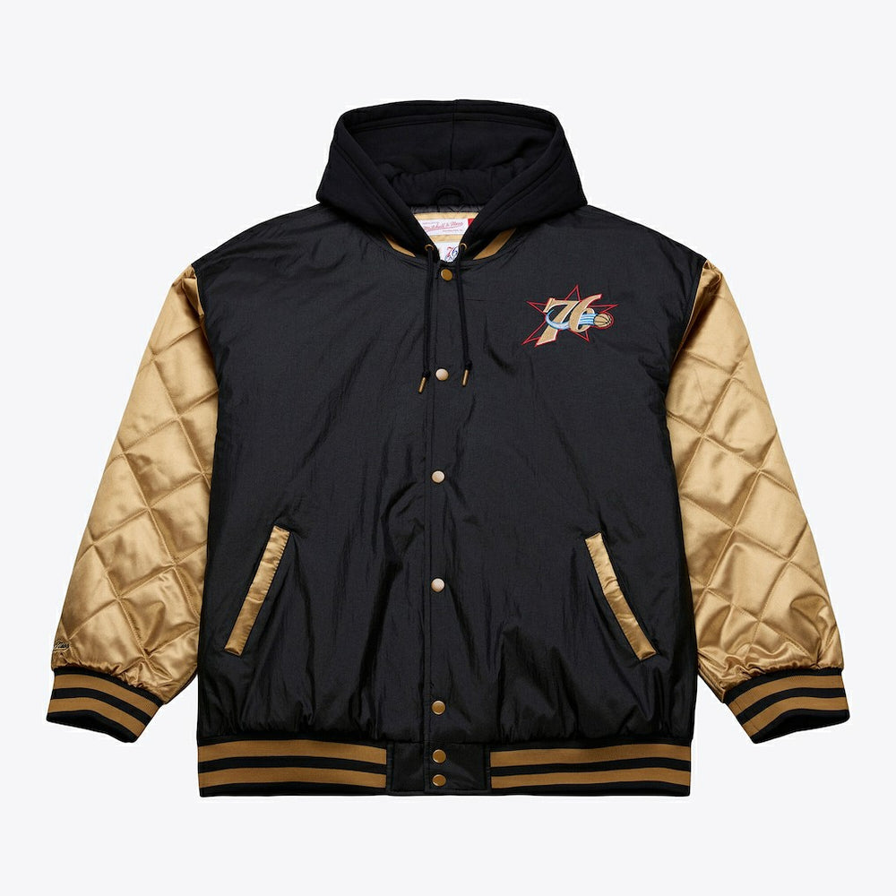 Mitchell & Ness - Philadelphia 76ers Hardwood Classics 76 Originals Collection Fushion Full-Snap Hoodie Jacket - Black