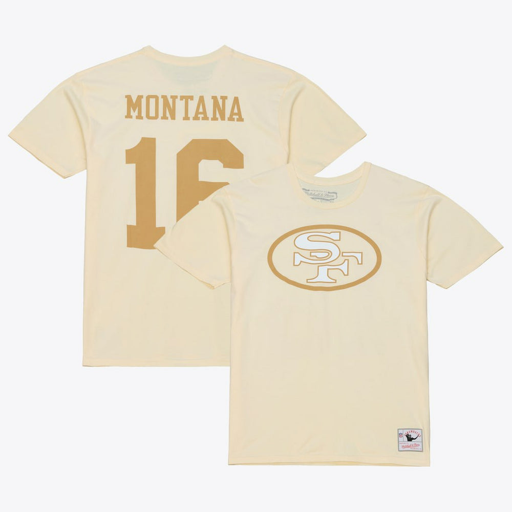 Joe Montana San Francisco 49ers Sandman Name & Number T-Shirt Cream - Mitchell & Ness