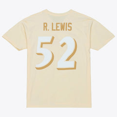 Ray Lewis Baltimore Ravens Sandman Name & Number T-Shirt Cream - Mitchell & Ness