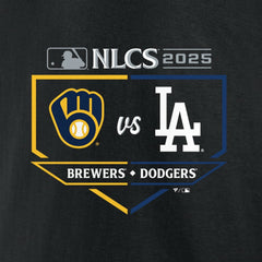 Milwaukee Brewers vs. Los Angeles Dodgers 2025 National League Championship Series Matchup Batter's Box T-Shirt Lifestyle