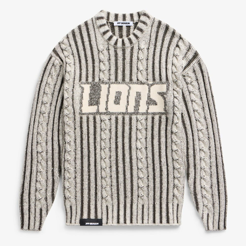 Detroit Lions Off Season x NFL Unisex Cable Knit Sweater Cream/Gray - NFL