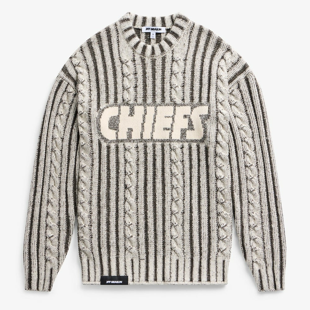 Kansas City Chiefs Off Season x NFL Unisex Cable Knit Sweater Cream/Gray - NFL