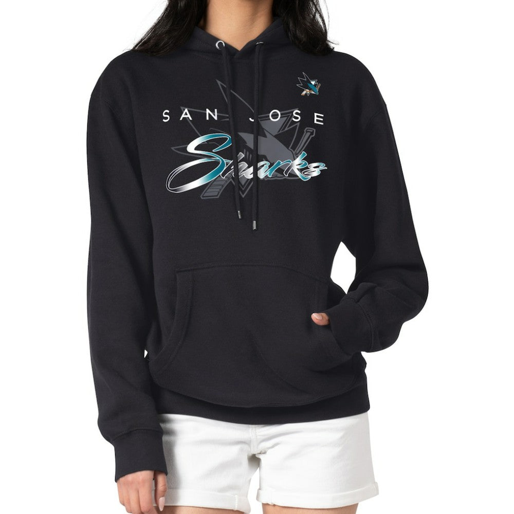 San Jose Sharks - G-III 4Her by Carl Banks Shadow Logo Fleece Pullover Hoodie Black