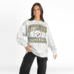 Pittsburgh Steelers Gameday Couture Women's Whiteout Oversized Premium Fleece Sweatshirt Arctic Camo - NFL