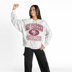 San Francisco 49ers Gameday Couture Women's Whiteout Oversized Premium Fleece Sweatshirt Arctic Camo - NFL