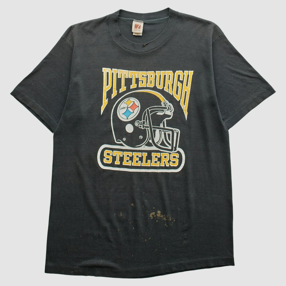 Pittsburgh Steelers Logo 7 80s T-Shirt Black Vintage - Fanatics